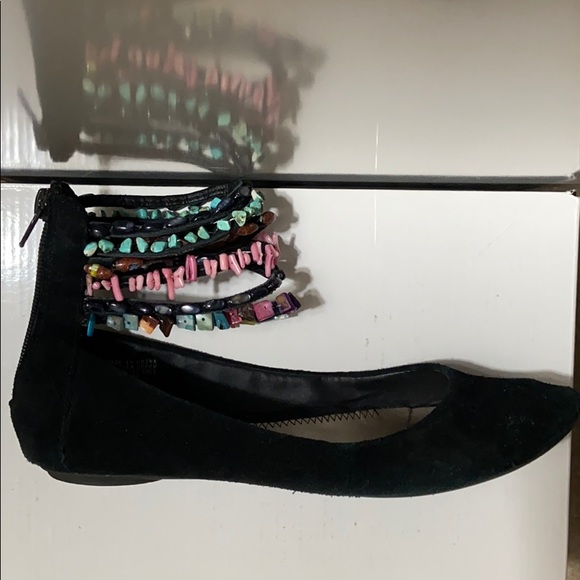 Ankle wrap black flats - with beaded anklets - Picture 2 of 6